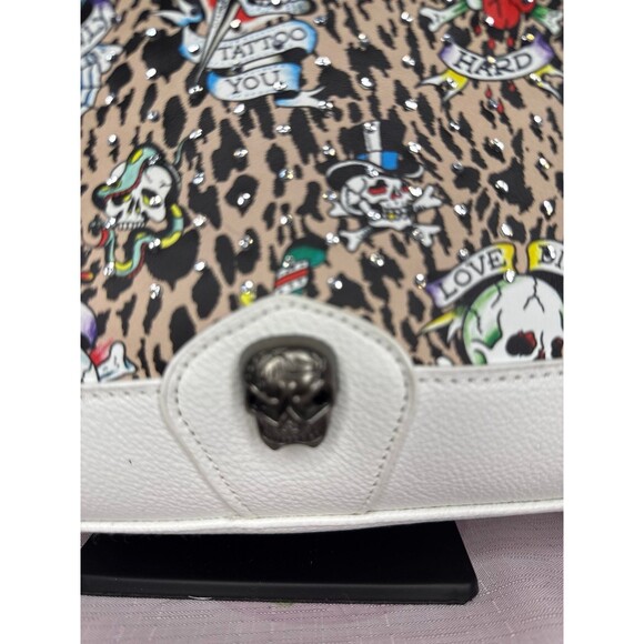 Viral Ed Hardy Rhinestone Studded Cheetah Satchel - Picture 3 of 6